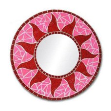 Mosaic Round Mirror Sun Flower Red 50 cm