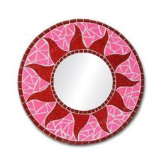 Mosaic Round Mirror Sun Flower Red 40 cm