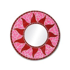 Mosaic Round Mirror Sun Flower Red 30 cm