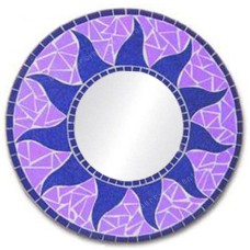Mosaic Round Mirror Sun Flower Light Purple 60 cm