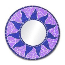 Mosaic Round Mirror Sun Flower Light Purple 50 cm