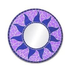 Mosaic Round Mirror Sun Flower Light Purple 40 cm