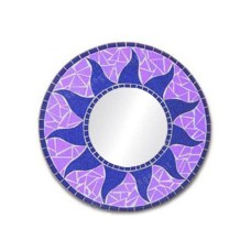 Mosaic Round Mirror Sun Flower Light Purple 30 cm