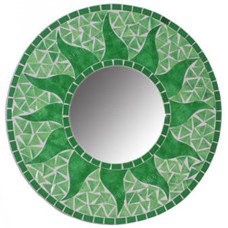 Mosaic Round Mirror Sun Flower Green 60 cm