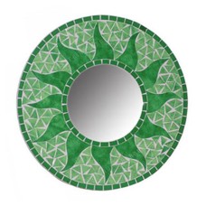 Mosaic Round Mirror Sun Flower Green 50 cm