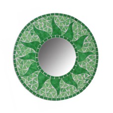 Mosaic Round Mirror Sun Flower Green 40 cm