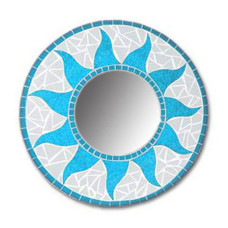 Mosaic Mirror Sun Flower Turquoise 40 cm