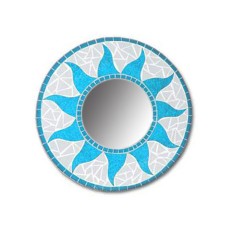 Mosaic Round Mirror Sun Flower Turquoise 30 cm