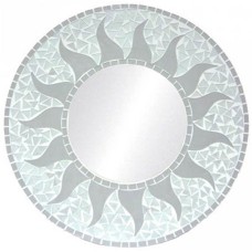 Mosaic Round Mirror Sun Flower Light Grey 60 cm