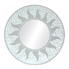 Mosaic Round Mirror Sun Flower Light Grey 50 cm