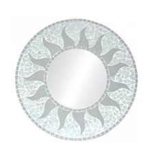 Mosaic Round Mirror Sun Flower Light Grey 40 cm