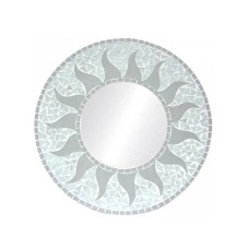 Mosaic Round Mirror Sun Flower Light Grey 30 cm