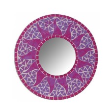 Mosaic Round Mirror Sun Flower Purple 40 cm