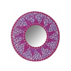 Mosaic Round Mirror Sun Flower Purple 30 cm