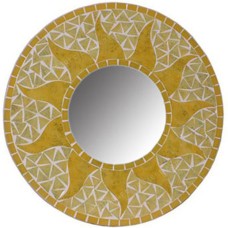 Mosaic Round Mirror Sun Flower Yellow 60 cm
