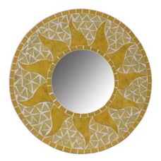 Mosaic Round Mirror Sun Flower Yellow 50 cm