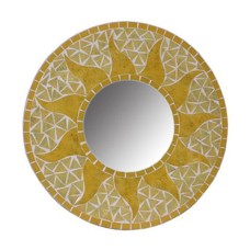 Mosaic Round Mirror Sun Flower Yellow 40 cm
