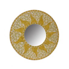 Mosaic Round Mirror Sun Flower Yellow 30 cm