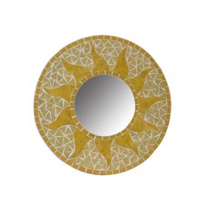 Mosaic Round Mirror Sun Flower Yellow 20 cm