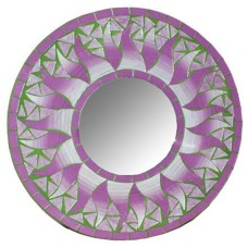 Mosaic Round Mirror Sun Flower Purple Green 60 cm