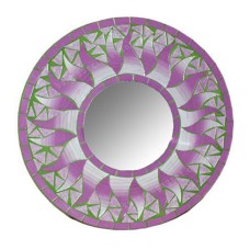 Mosaic Round Mirror Sun Flower Purple Green 50 cm
