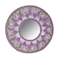 Mosaic Round Mirror Sun Flower Purple Green 40 cm