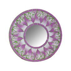 Mosaic Round Mirror Sun Flower Purple Green 30 cm
