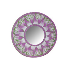 Mosaic Round Mirror Sun Flower Purple Green 20 cm