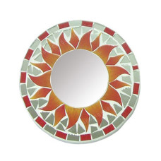 Mosaic Mirror Sun Flower Orange Grey 30 cm