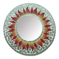 Mosaic Mirror Sun Flower Grey Red 50 cm
