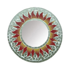 Mosaic Mirror Sun Flower Grey Red 40 cm