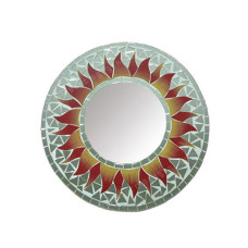 Mosaic Mirror Sun Flower Grey Red 20 cm