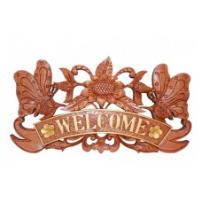 Wooden Brown Name Plate Butterfly Motif 40 cm