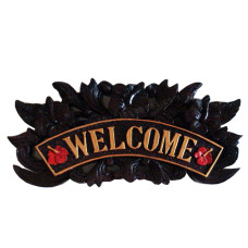 Wood Dark Brown Name Plate Floral 40 cm