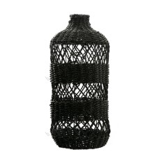 Woven Straw Grass Lantern Shade Black 75 cm