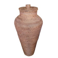 Woven Rattan Flower Vase Antique Brown 85 cm
