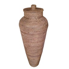 Woven Rattan Flower Vase Antique Brown 105 cm