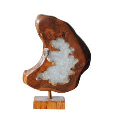 Wood Ornament On White Resin 35 cm