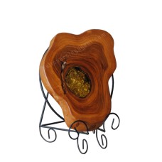 Wooden Ornament On Stand Yellow Resin 30 cm