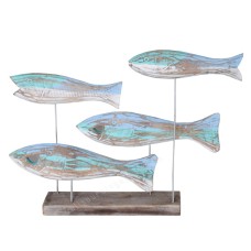 Wooden Fish On Stand Blue Wash 50 cm