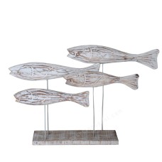 Wooden Fish On Stand White Wash 50 cm