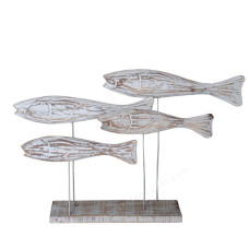 Wood Fish On White Wash 50 cm