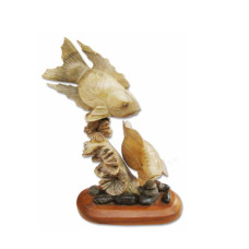 Parasite Wood Double Fish On Base 23 cm