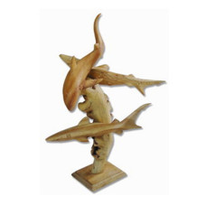 Parasite Wood Triple Shark On Base 36 cm