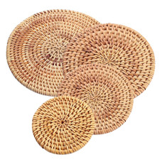 Rattan Drink Coaster Natural Set Of 4