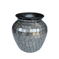 Silver Black Mosaic Vase 30 cm
