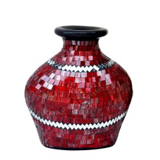 Red Clear Mosaic Oval Vase 30 cm