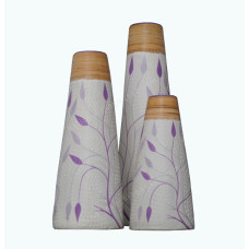 Light Purple Vase Painted Leaf Set of 3
