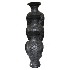 Black Silver Mosaic Vase Set of 3