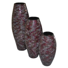 Purple Silver Mosaic Vase Set of 3